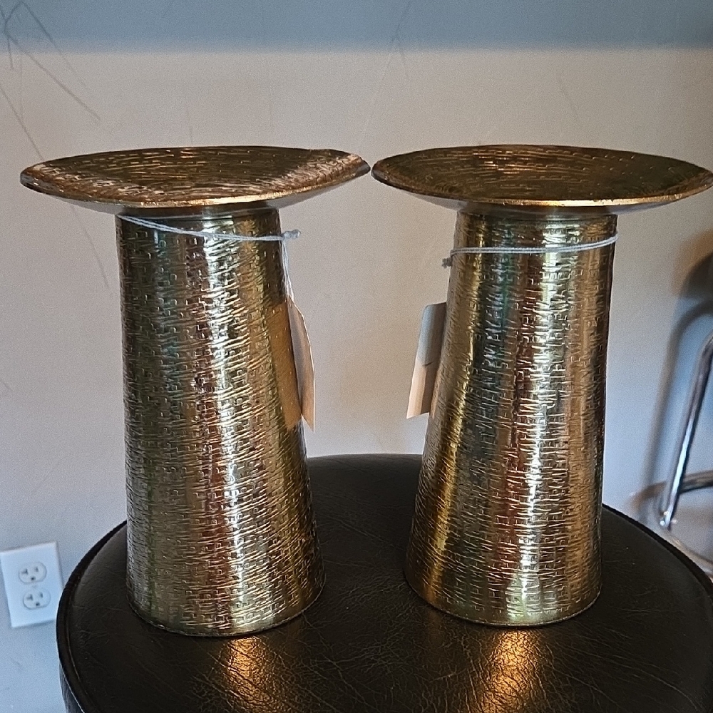 Gold Textured Candle Holders